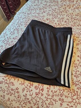 adidas Black Skort with White Three-Stripes
